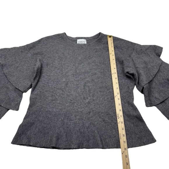Edward Achour Paris Designer Grey Bell Ruffle Sleeve Sweater - Picture 9 of 10